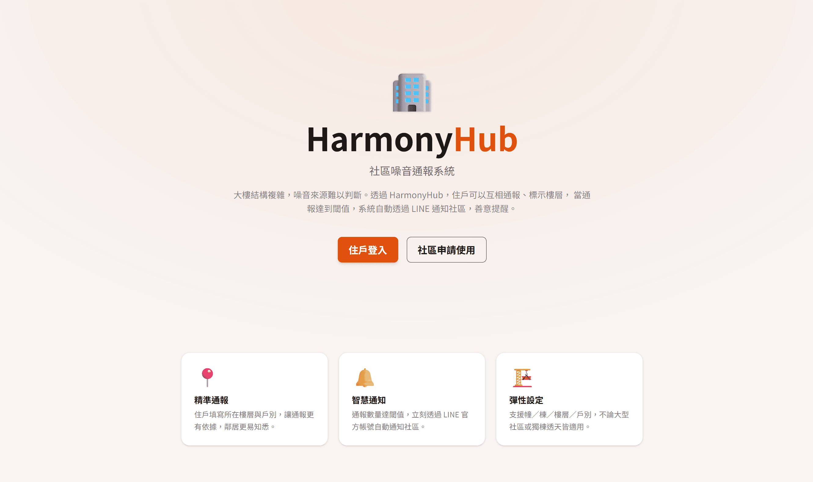 HarmonyHub - 社區噪音互助通報系統